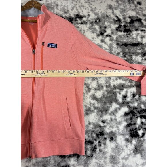 LL Bean Traditional Fit Sweatshirt Mens Size Medium Salmon Pink Full Zip Pockets - Picture 7 of 14